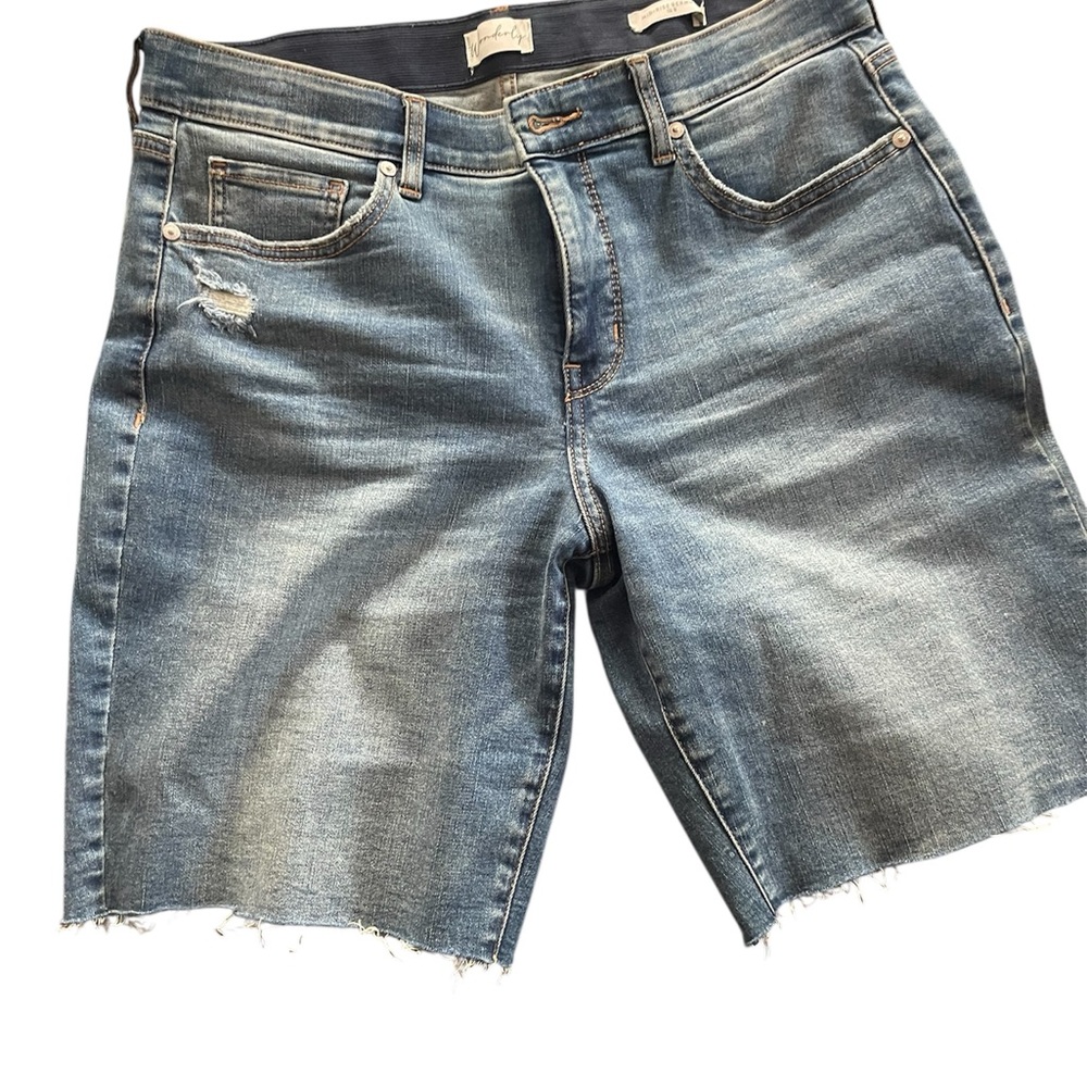 Wonderly Blue Jean Shorts with Distressed Hem